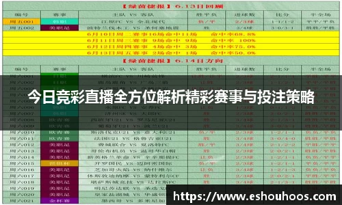 今日竞彩直播全方位解析精彩赛事与投注策略